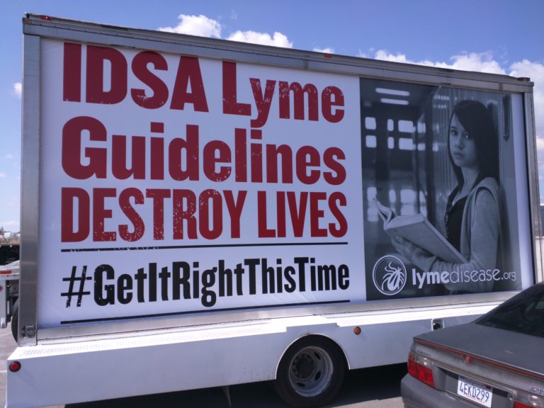 Mobile billboard circling IDSA conference in San Diego