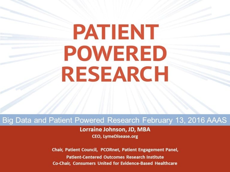 Lorraine Johnson speech at AAAS about patient-powered research,  big data, and finding a cure for Lyme disease