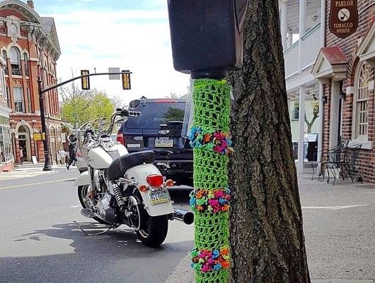 Knitting parking meter sweaters for Lyme awareness
