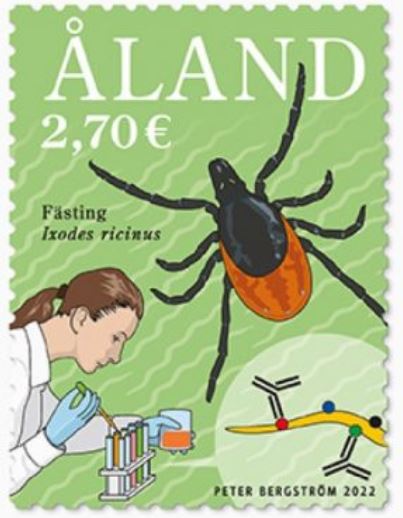 Åland, a province of Finland, issues stamp highlighting tick research
